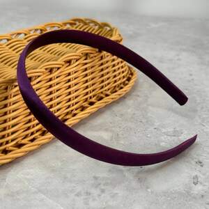 Обруч для волос атласный 13 мм - марсала