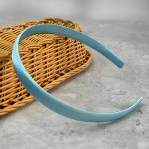 Обруч для волос атласный 14 мм - голубой