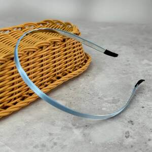 Обруч для волос атласный 6 мм - голубой