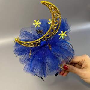 Обруч для волос с атласной лентой - Месяц золотой