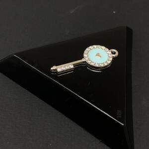 Подвеска Ключик голубой 12х31 мм, цвет Сталь