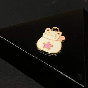 Подвеска Котик белый 11х18 мм, цвет Золото