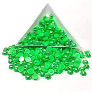 Полубусины перламутровые 6 мм, 20 гр/уп цвет - салатовый с АВ покрытием - А21