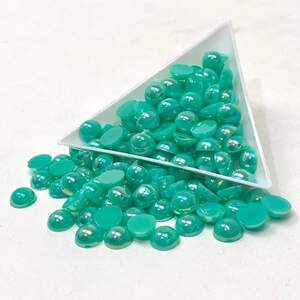 Полубусины перламутровые 8мм, 10 гр/уп - цвет бирюзовый #А28 с АВ покрытием Полубусины перламутровые 8мм, 10 гр/уп - цвет бирюзовый #А28 с АВ покрытием