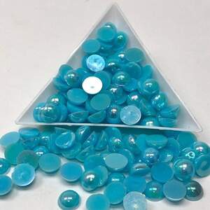 Полубусины перламутровые 8мм, 10 гр/уп - цвет голубой #9 с АВ покрытием