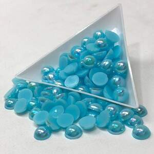 Полубусины перламутровые 8мм, 10 гр/уп - цвет голубой #А3 с АВ покрытием