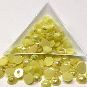 Полубусины перламутровые 8мм, 10 гр/уп - цвет желтый #10 с АВ покрытием
