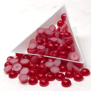 Полубусины перламутровые 8мм, 10 гр/уп - цвет красный #Z1