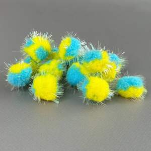 Помпон люрекс 2 см - желто-голубой