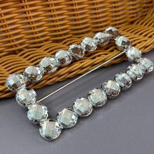 Протяжка декоративная в стразах 5,5х11 см #13444 - серебро