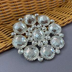 Протяжка декоративная в стразах 7,5 см #7652 - серебро Протяжка декоративная в стразах 7,5 см #7652 - серебро