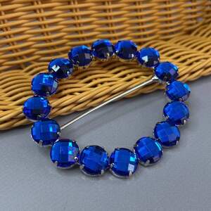 Протяжка декоративная в стразах 8х9 см #13443-2- синий