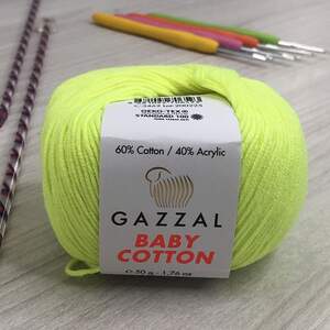 Пряжа Gazzal Baby Cotton цвет 3462 Желтый неон