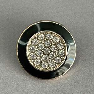 Пуговица на ножке пластик Ø-22 мм - золото с стразами