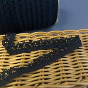 Резинка ажурная, отделочная 14мм - черный #4