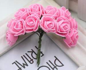 Розочки из фоамирана (12шт) цвет - Розовый