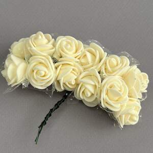 Розочки с фатином из фоамирана (12шт) цвет - Айвори с розовинкой