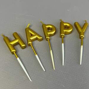Свечи для торта Happy Birthday - золото