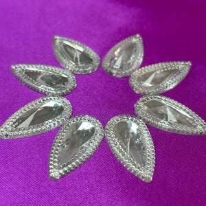 Стразы акриловые пришивные 16х30мм, серебро