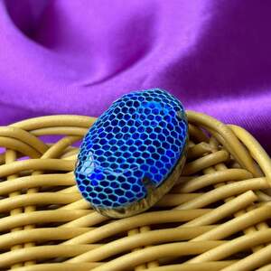 Стразы в цапах пришивные, овальные 20х28 мм - синий