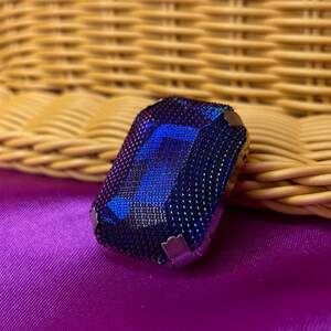 Стразы в цапах пришивные, прямоугольные 28х38 мм - синий Стразы в цапах пришивные, прямоугольные 28х38 мм - синий