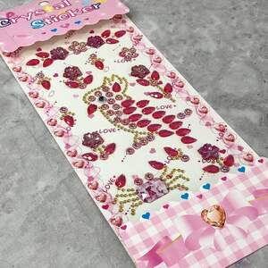 Стразы наклейки для декора на планшетке 10х26 см, - малиновый попугай Стразы наклейки для декора на планшетке 10х26 см, - малиновый попугай