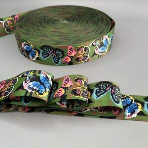 Стропа ременная для сумок 5 см разноцветная - бабочки Стропа ременная для сумок 5 см разноцветная - бабочки