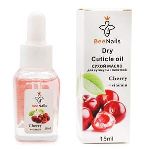 Сухое масло для кутикулы с пипеткой Bee Nails вишня, 15мл