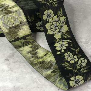 Тесьма с украинским орнаментом 50 мм - черная с желтым