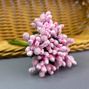 Тычинки в букете на ветке 8,5 см - розовый Тычинки в букете на ветке 8,5 см - розовый