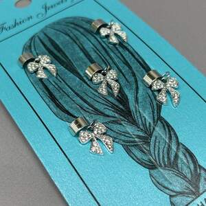 Украшение для волос и косичек - набор 5 шт Бантик сталь