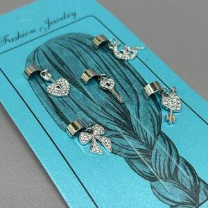 Украшение для волос и косичек - набор 5 шт Микс сталь