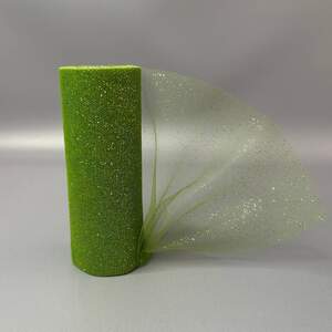 Фатин в рулоне с напылением - 15см, моток 9 м - зеленый с золотом