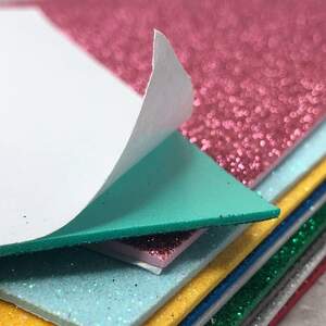 Фоамиран Микс цветов с глиттером на клеевой основе 1,6 мм, - 10 листов А4 Фоамиран Микс цветов с глиттером на клеевой основе 1,6 мм, - 10 листов А4