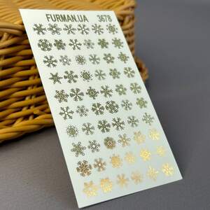 Фольгированный слайдер для дизайна ногтей снежинки (3678) золото