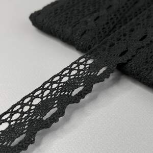 Хлопковое кружево 2,5 см (лен) - Черное (#8005-02) Хлопковое кружево 2,5 см (лен) - Черное (#8005-02)