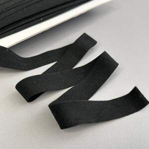 Черная - Трикотажная окантовочная бейка (эластичная, стрейч) 1,5см х 1м Черная - Трикотажная окантовочная бейка (эластичная, стрейч) 1,5см х 1м