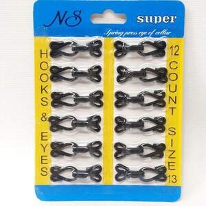 Черный крючок #13 обтянутый тканью для одежды, пришивной Черный крючок #13 обтянутый тканью для одежды, пришивной