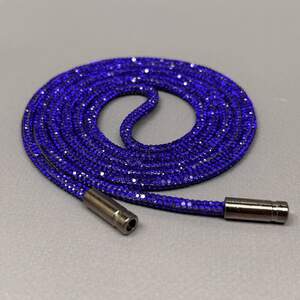 Шнурок стразовый 4 мм, длина 120 см - кристал синий
