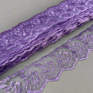 (9 метров) Кружево Яблочко органза (ширина 4см) Фиолетовый темный
