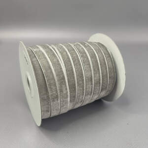 Бархатная лента декоративная 1см боб. 46м - светлый серый