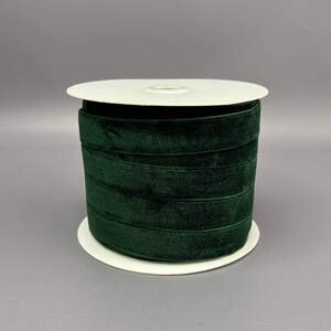 Бархатная лента декоративная 2 см 46 м - зеленый темный