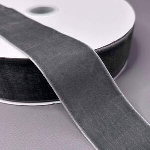Бархатная лента декоративная 4 см 22 м - серый