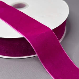 Бархатная лента декоративная 4 см 22 м - фуксия