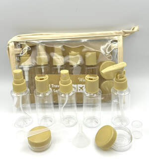 Дорожный набор емкостей в косметичке 9в1, оливковый