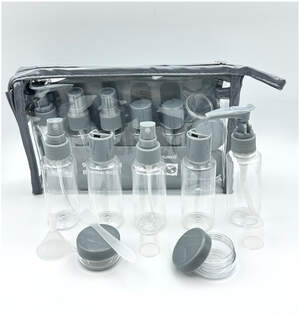 Дорожный набор емкостей в косметичке 9в1, серый