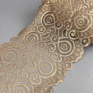 Кружево стрейч 19 см Моника, Капучино широкое кружево