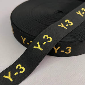 Резинка поясная брендированая 3 см черная с желтым Y-3