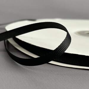 Черная - 7 мм лента репсовая 1м