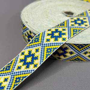 3 см тесьма национальная с украинским орнаментом - желто-голубой ромб